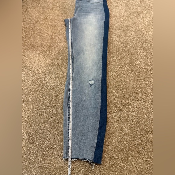 Spanx Distressed Skinny Jean With Side Stripe Light Wash Blue Size L - Picture 12 of 14